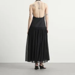 Rohe Pleated muslin halter dress