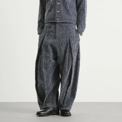 Sage Nation Box Pleat Needle Punch Denim Jeans