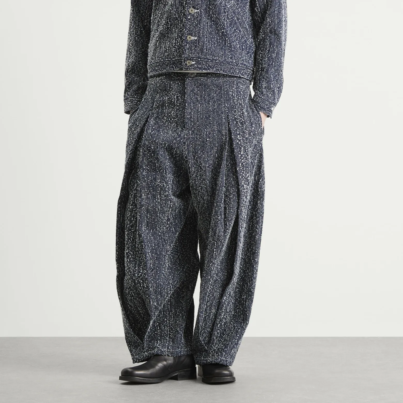 Sage Nation Box Pleat Needle Punch Denim Jeans