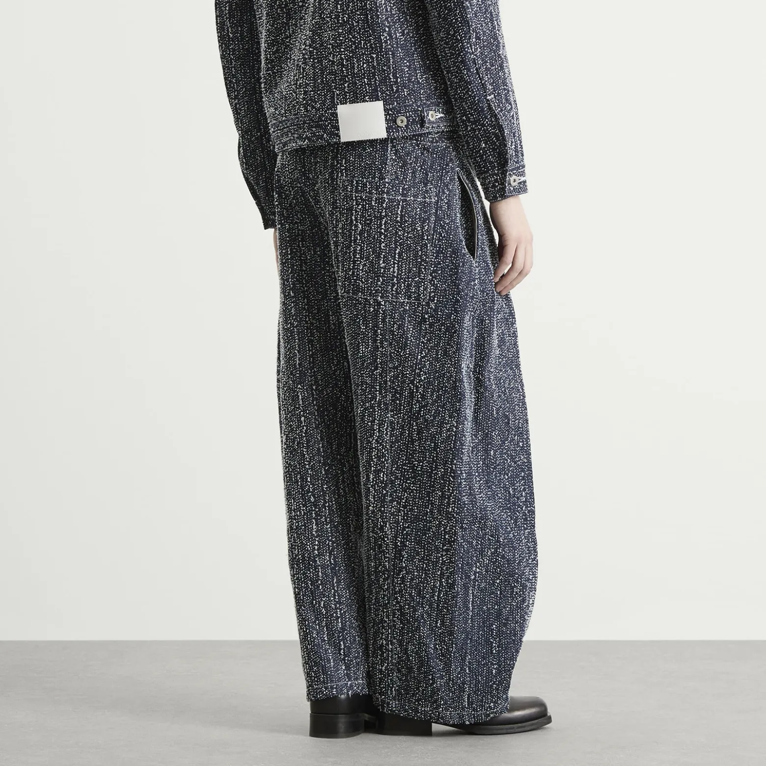 Sage Nation Box Pleat Needle Punch Denim Jeans