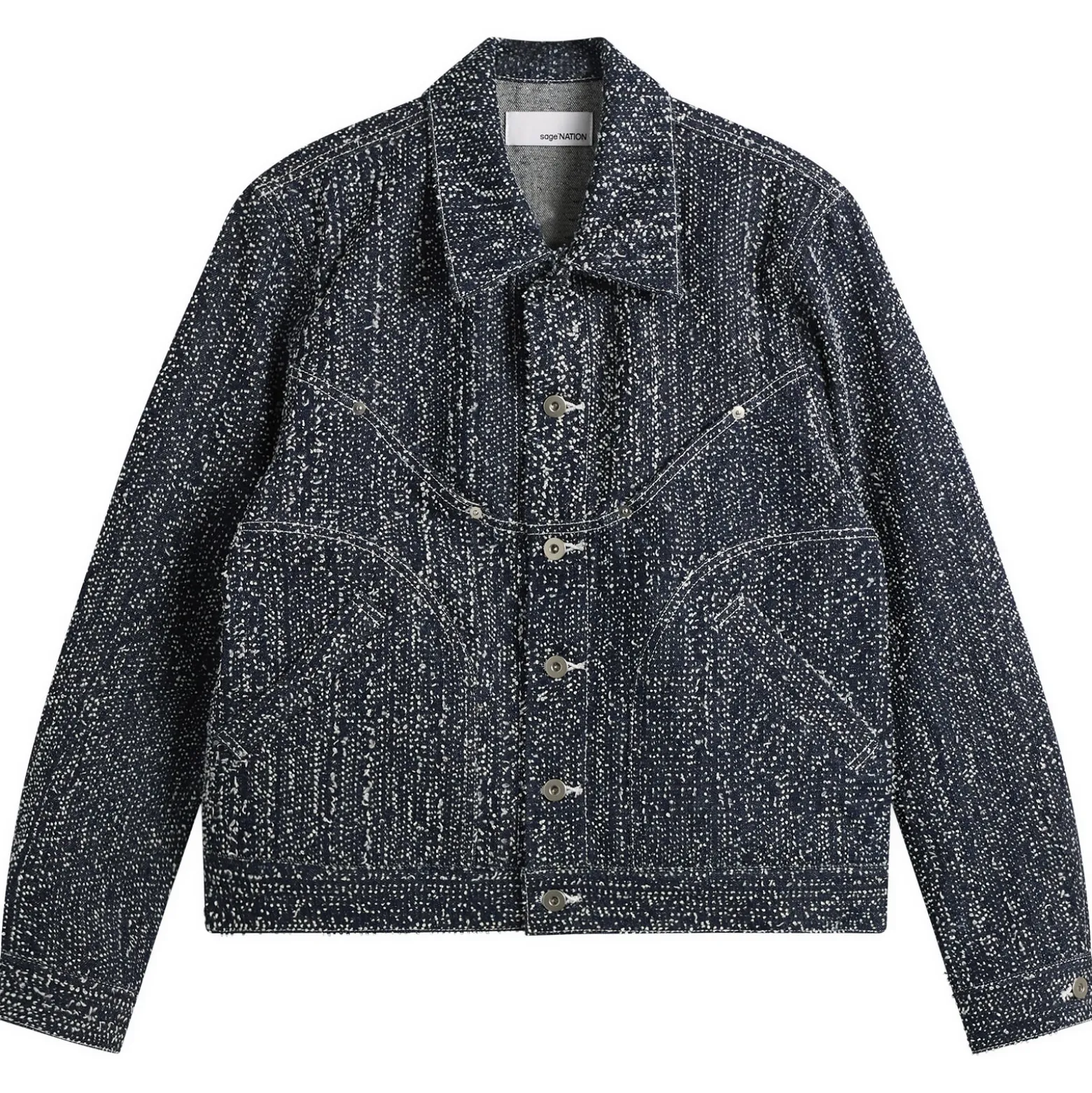 Sage Nation Needle Punch Denim Jiji Jacket