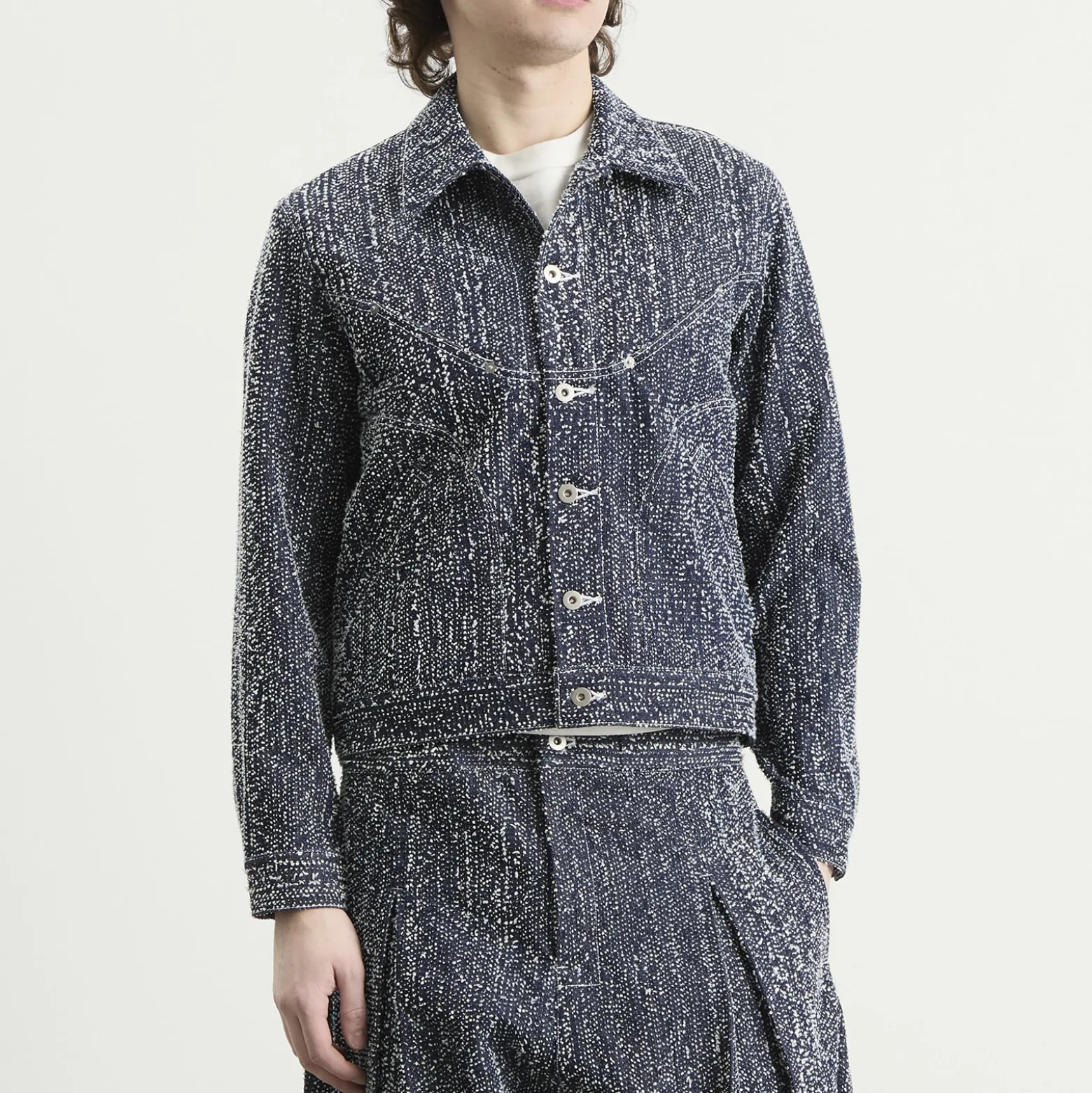 Sage Nation Needle Punch Denim Jiji Jacket
