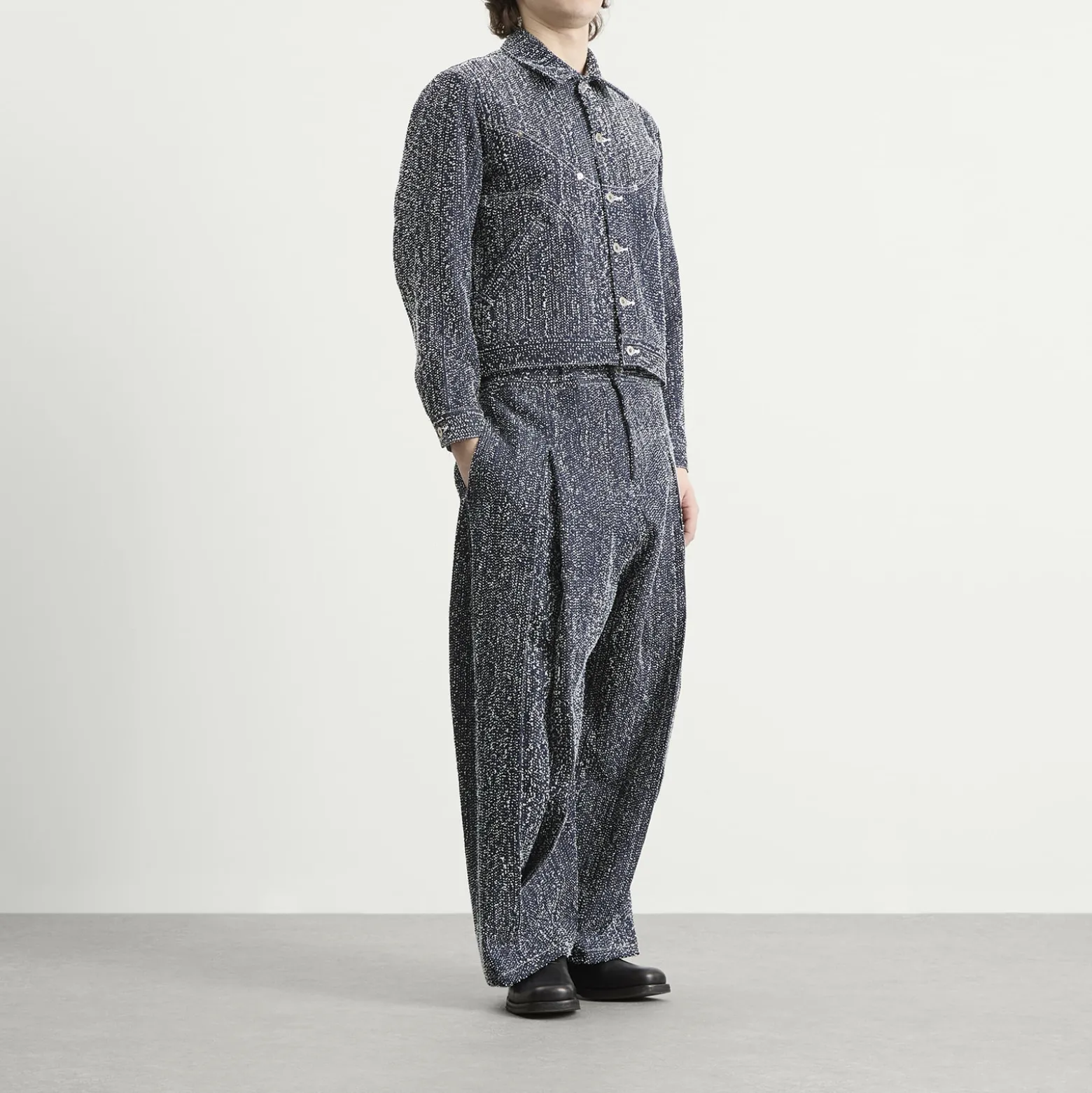 Sage Nation Needle Punch Denim Jiji Jacket