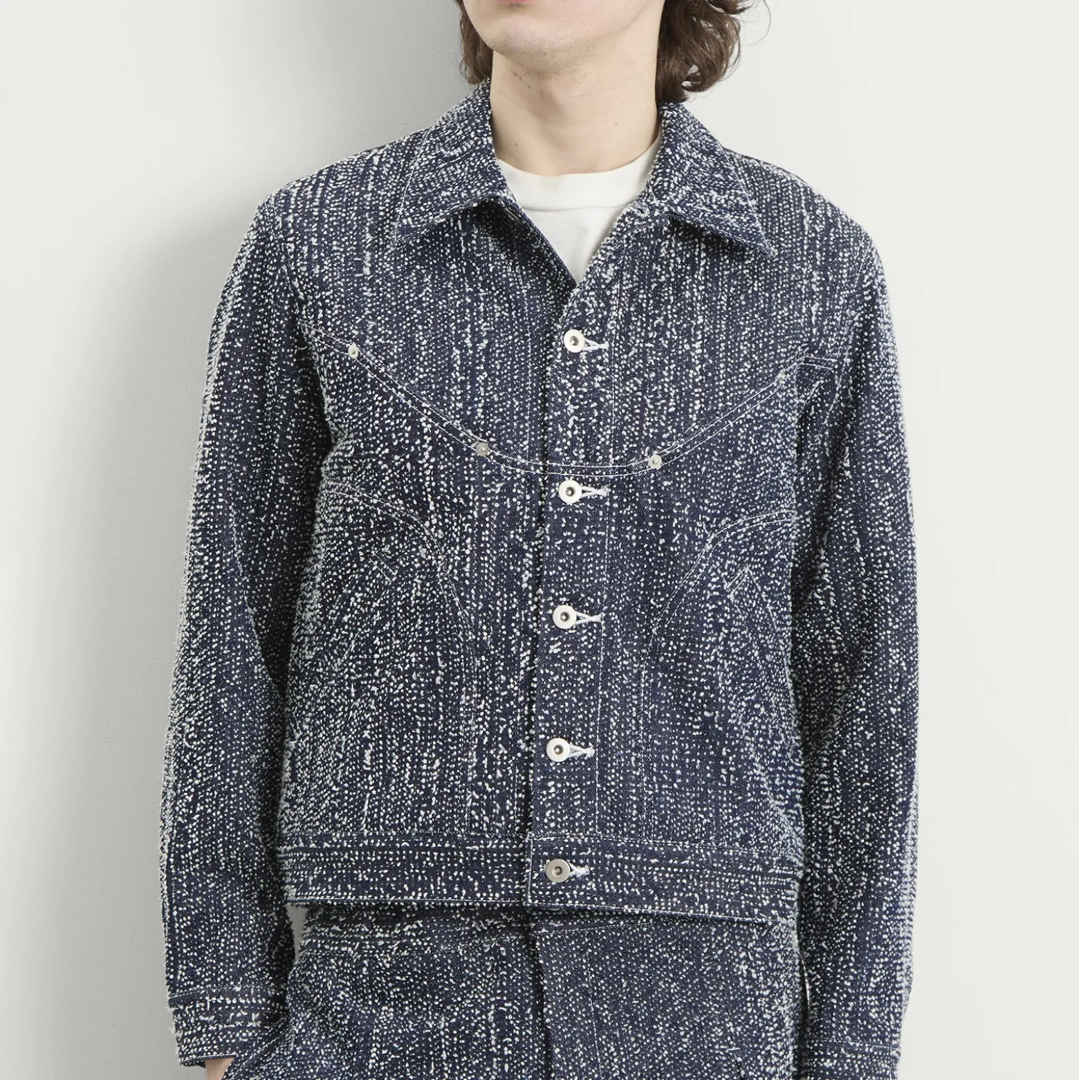 Sage Nation Needle Punch Denim Jiji Jacket