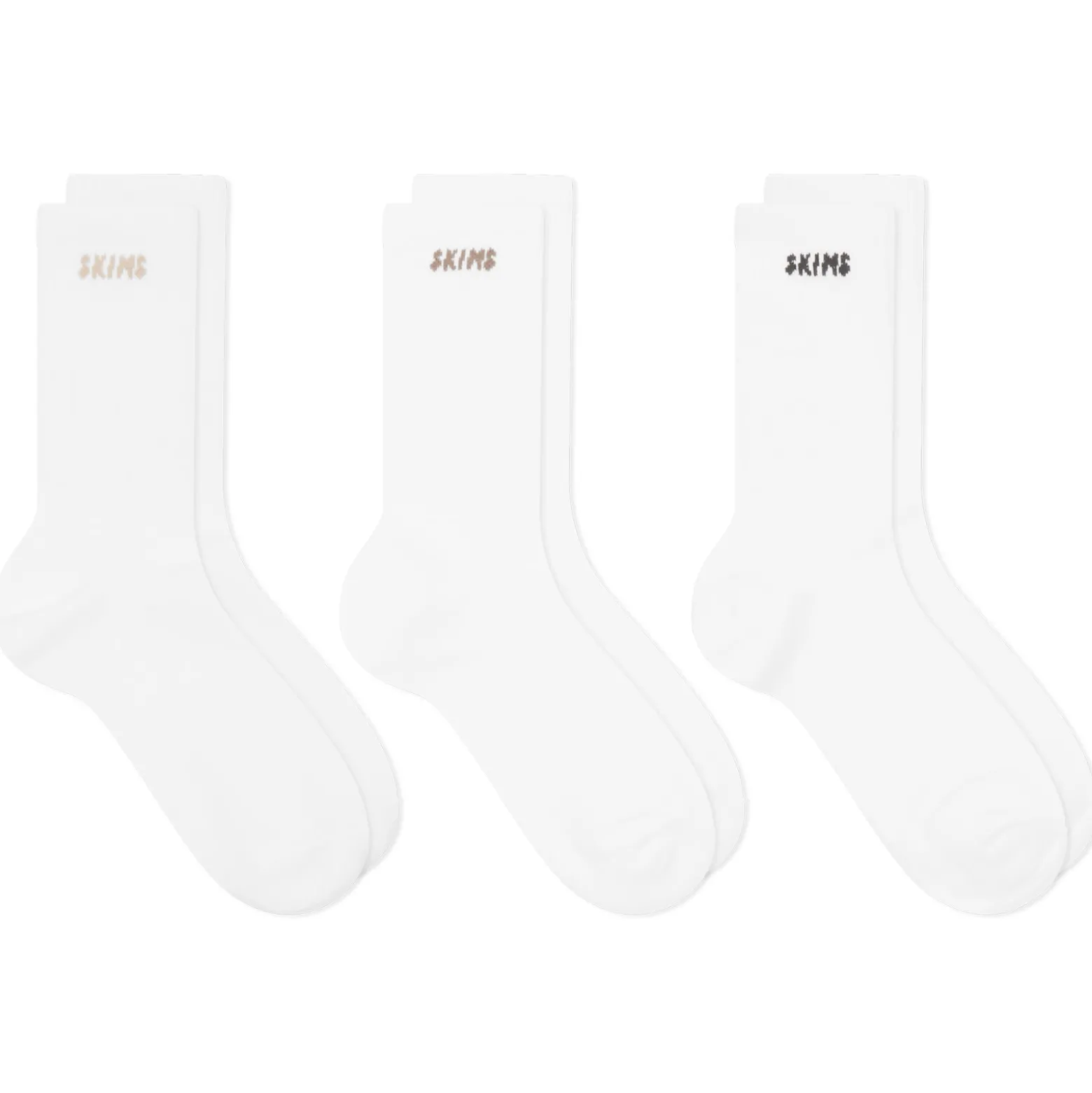 SKIMS Logo Ribbed Crew Sock 3 Pack