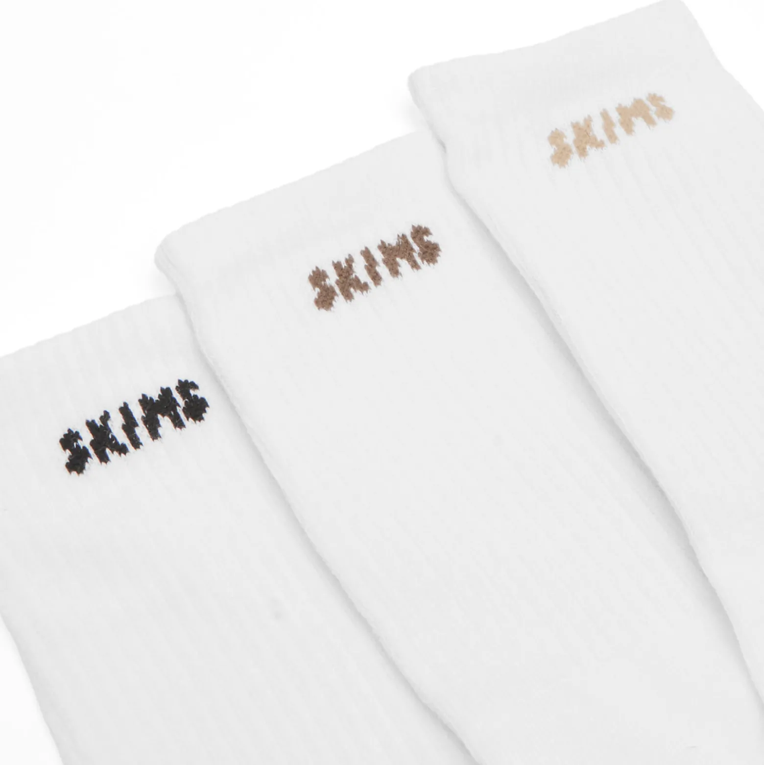 SKIMS Logo Ribbed Crew Sock 3 Pack