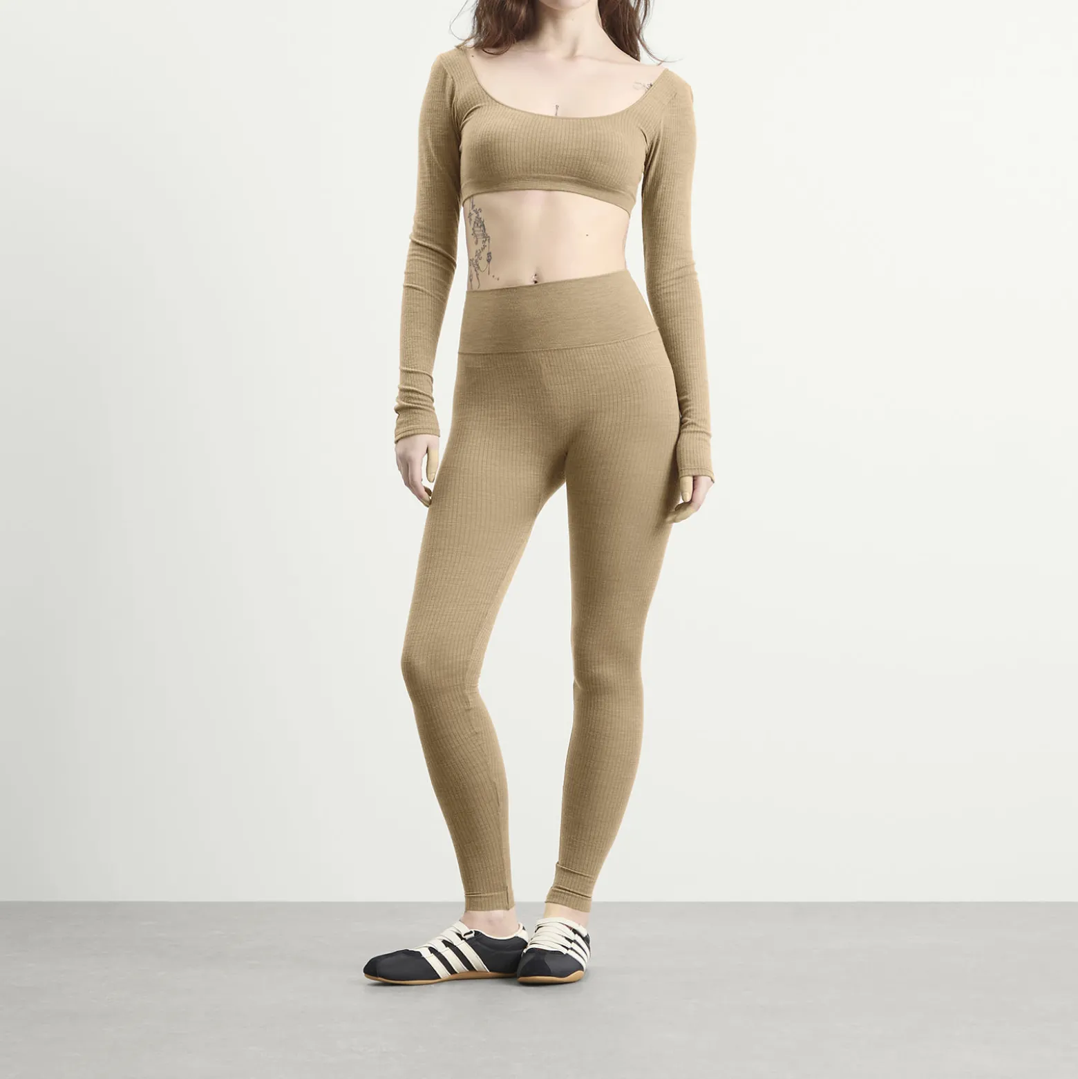SKIMS Seamless Sheer Wool Long Sleeve Crop Top