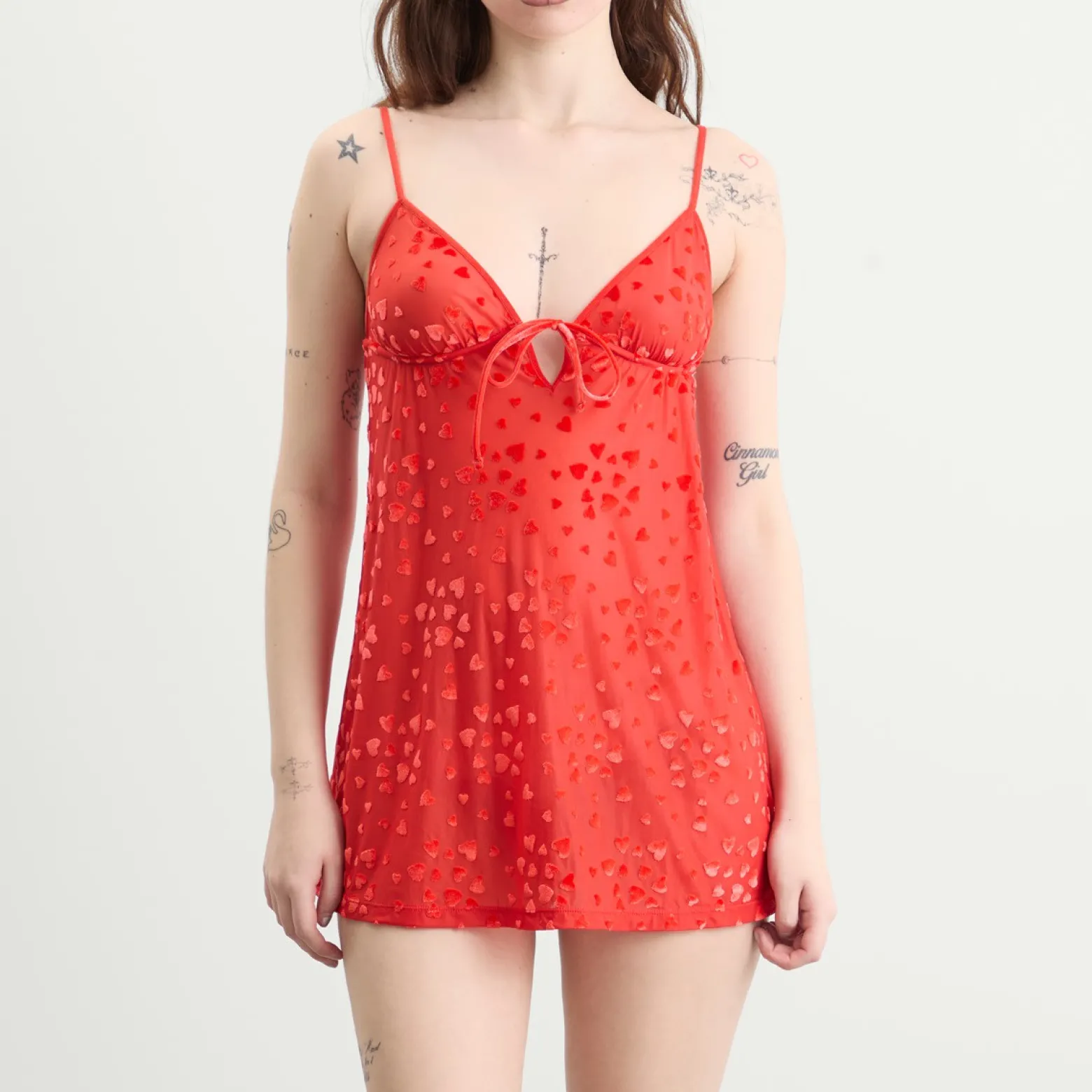 SKIMS Sheer Velvet Burnout Straight Neck Mini Dress