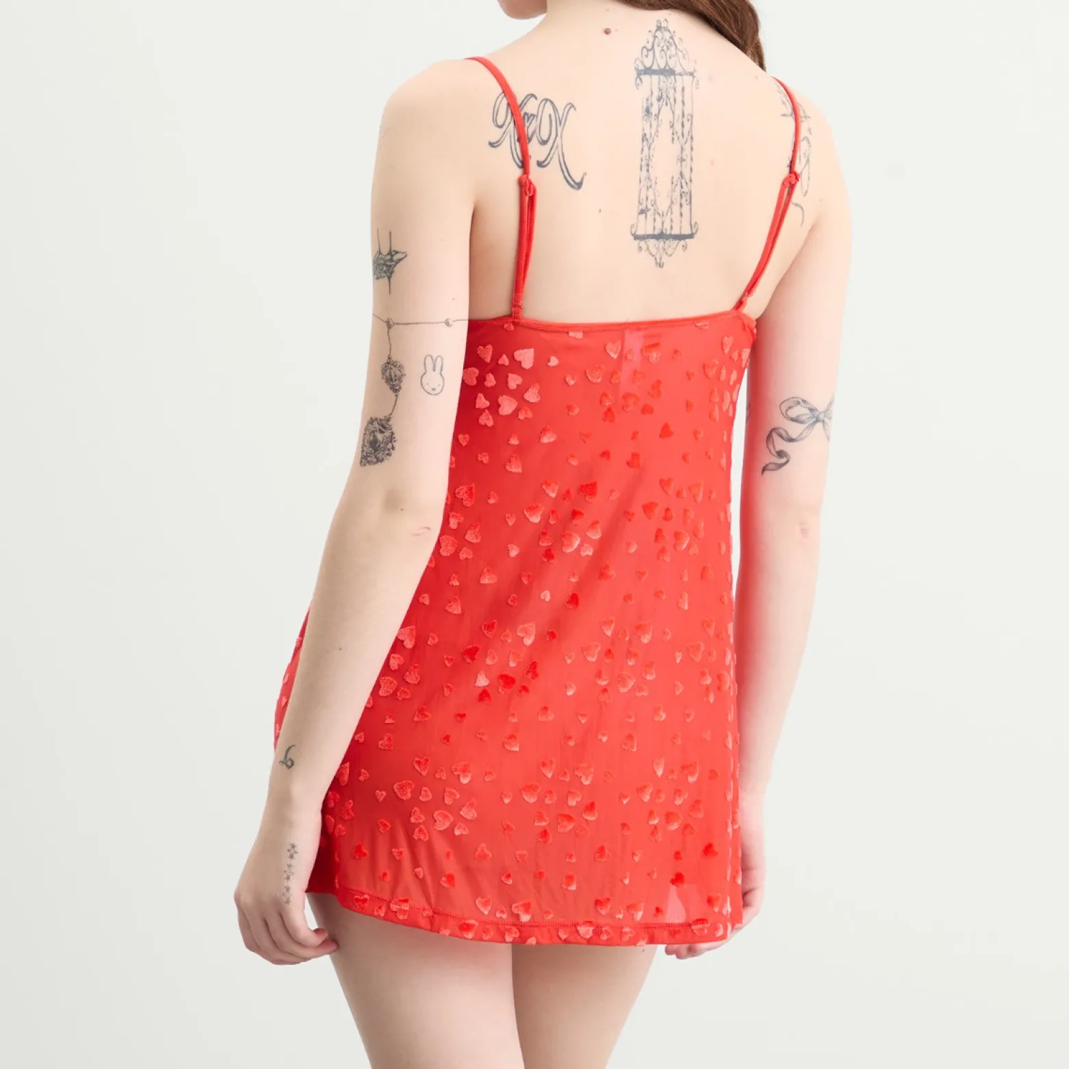 SKIMS Sheer Velvet Burnout Straight Neck Mini Dress