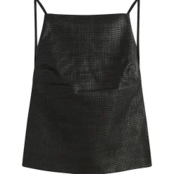 St. Agni Woven Leather Square Neck Top