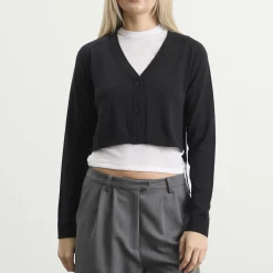 STEL side tie V neck jumper