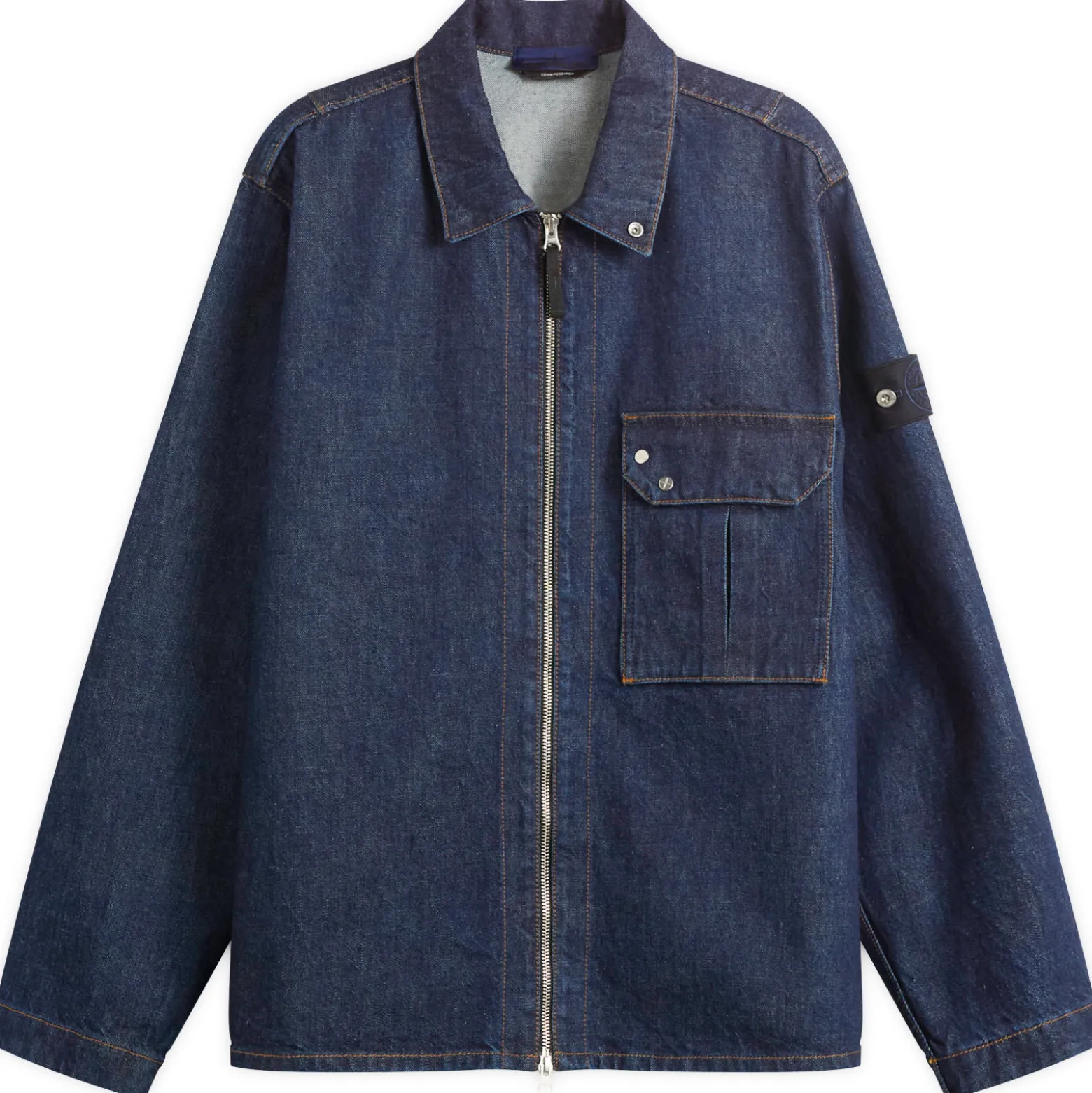 Stone Island Denim Research Indigo Denim Zip Shirt Jacket