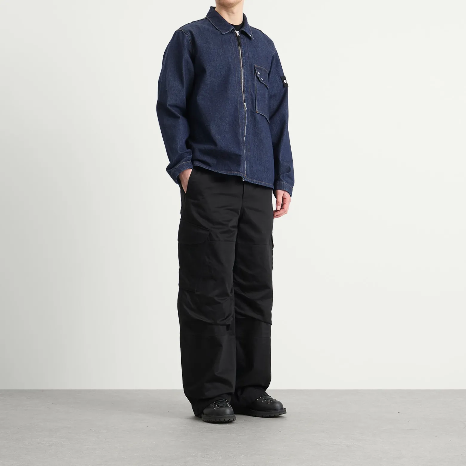 Stone Island Denim Research Indigo Denim Zip Shirt Jacket