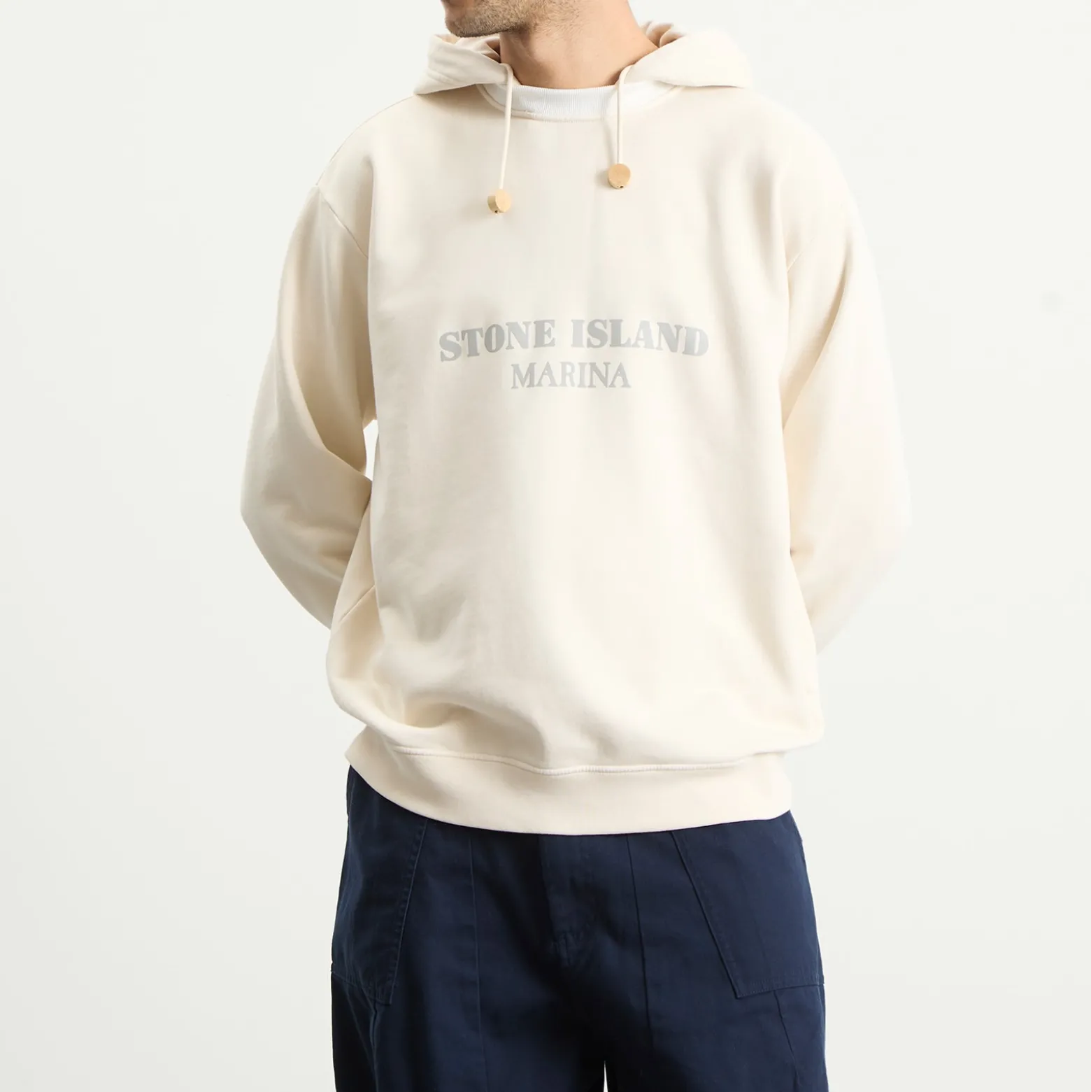 Stone Island Marina Garment Dyed Logo Hoodie