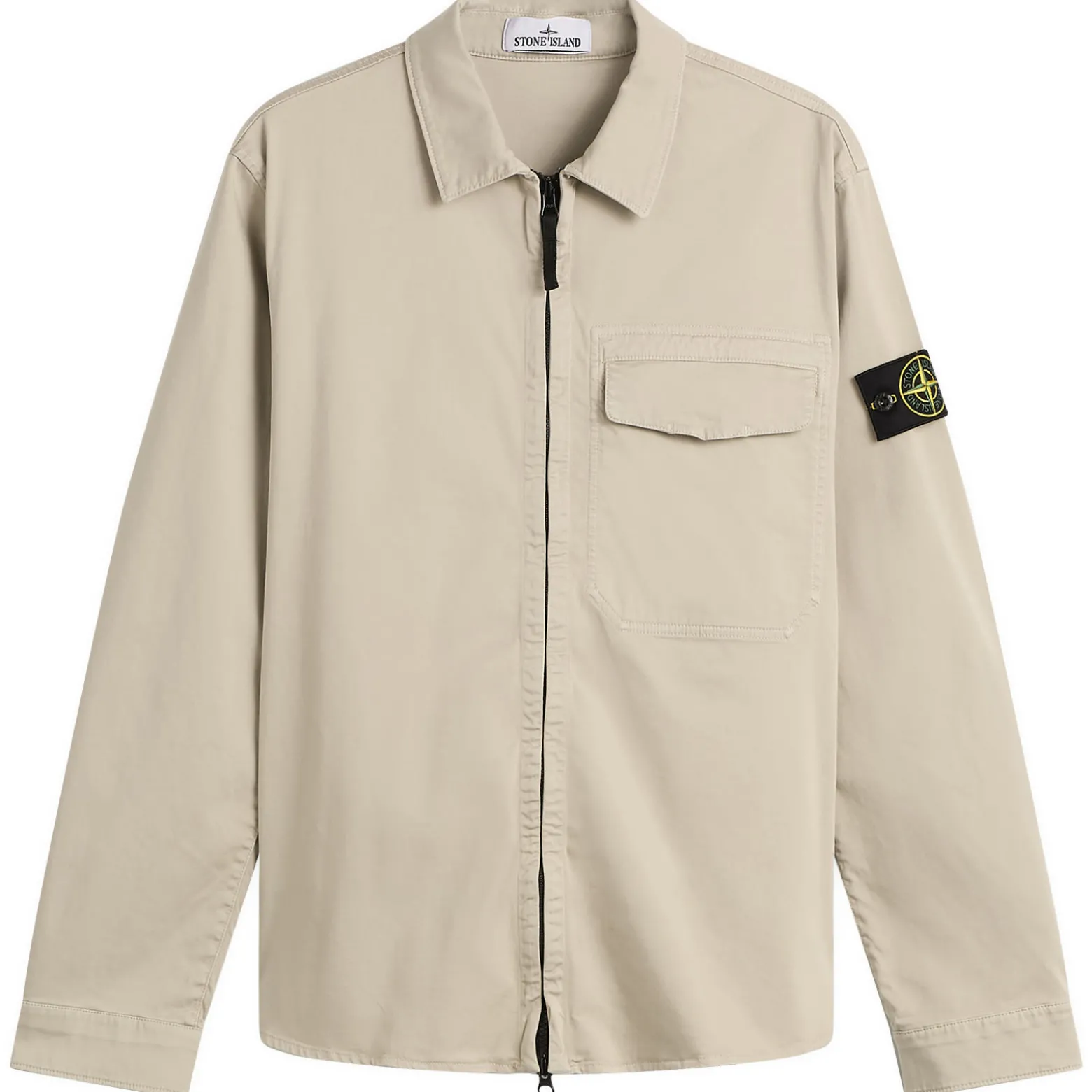 Stone Island Organic Cotton Satin Zip Shirt Jacket