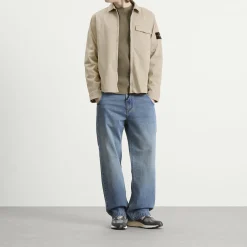 Stone Island Organic Cotton Satin Zip Shirt Jacket