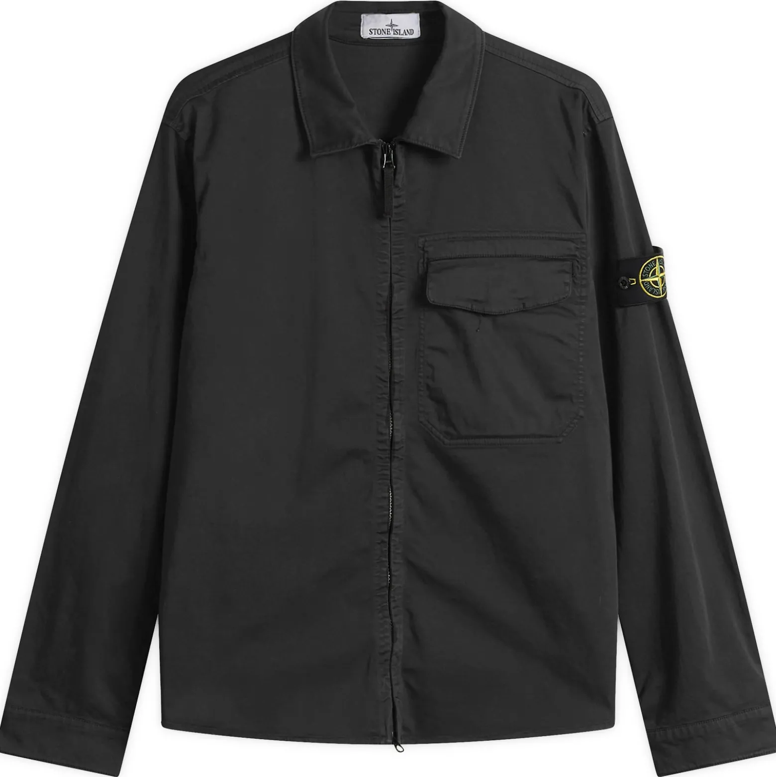 Stone Island Organic Cotton Satin Zip Shirt Jacket