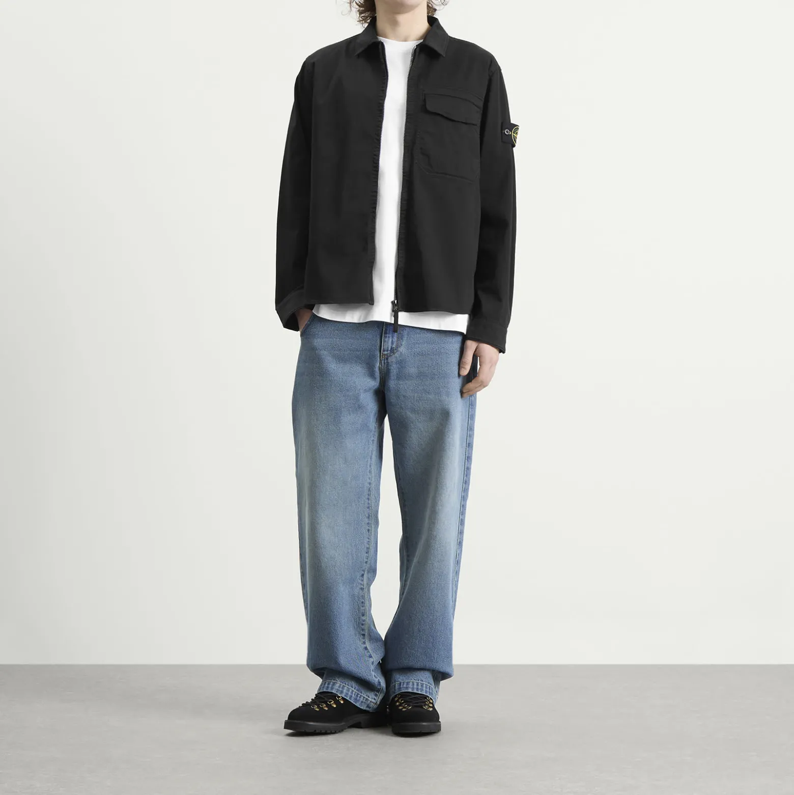 Stone Island Organic Cotton Satin Zip Shirt Jacket