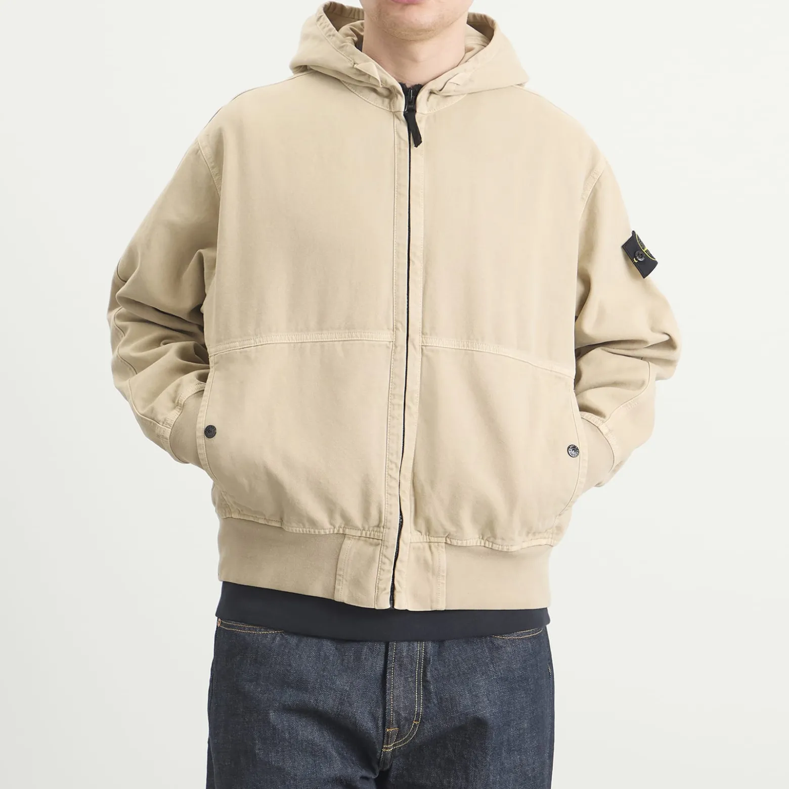 Stone Island Panama Cotton Old Effect Hooded Jacket