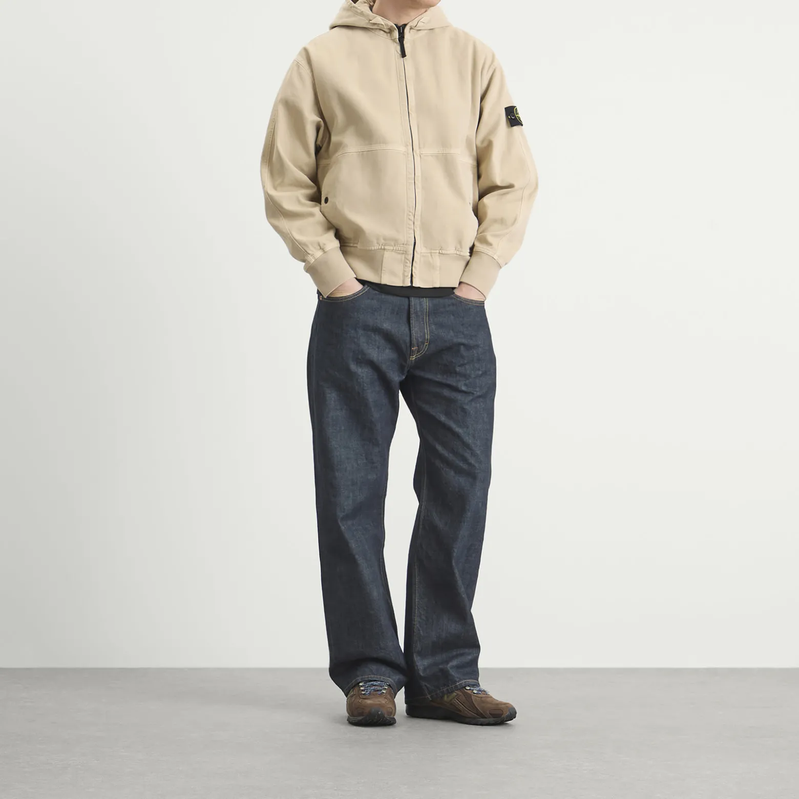 Stone Island Panama Cotton Old Effect Hooded Jacket