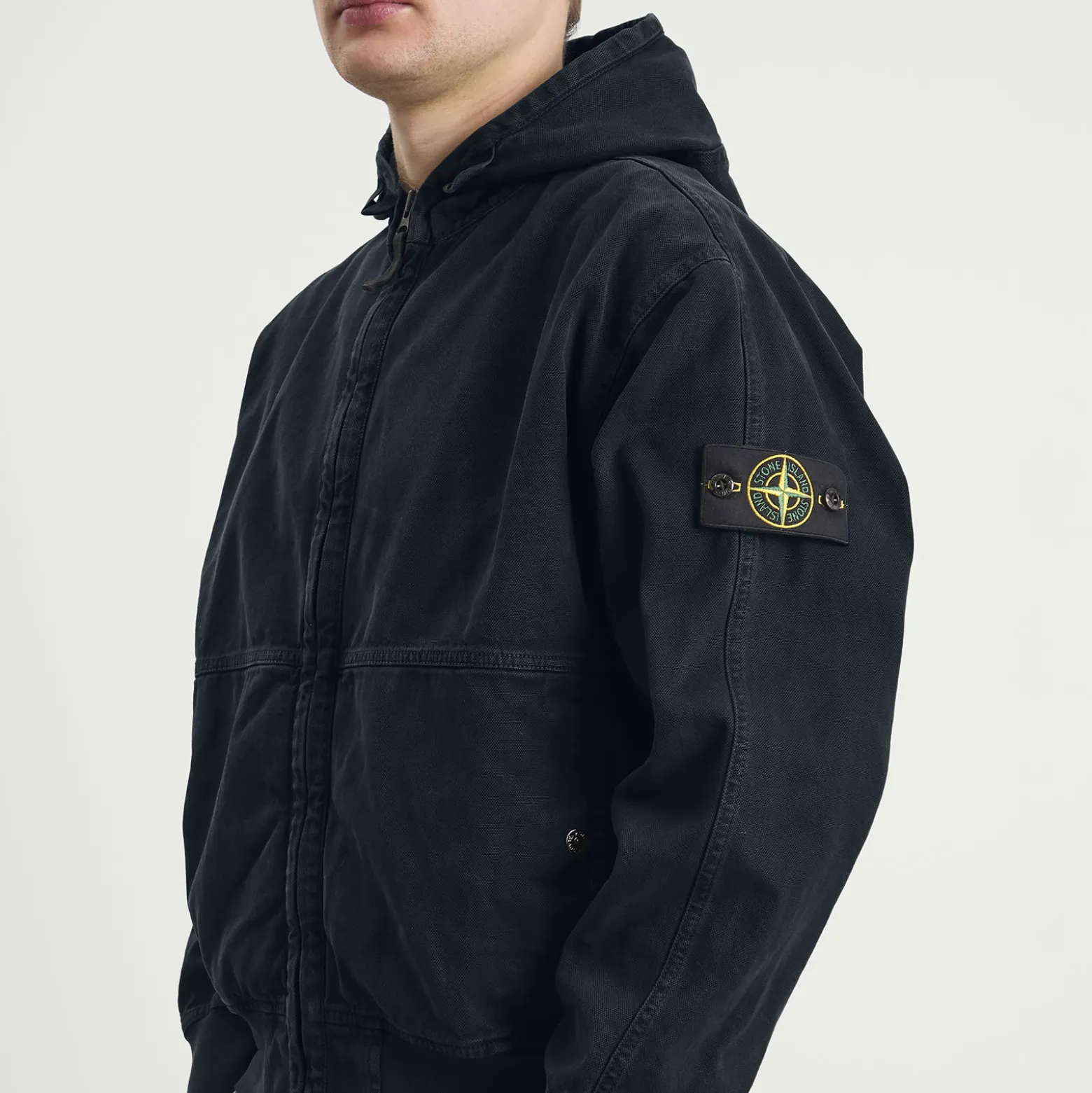 Stone Island Panama Cotton Old Effect Hooded Jacket