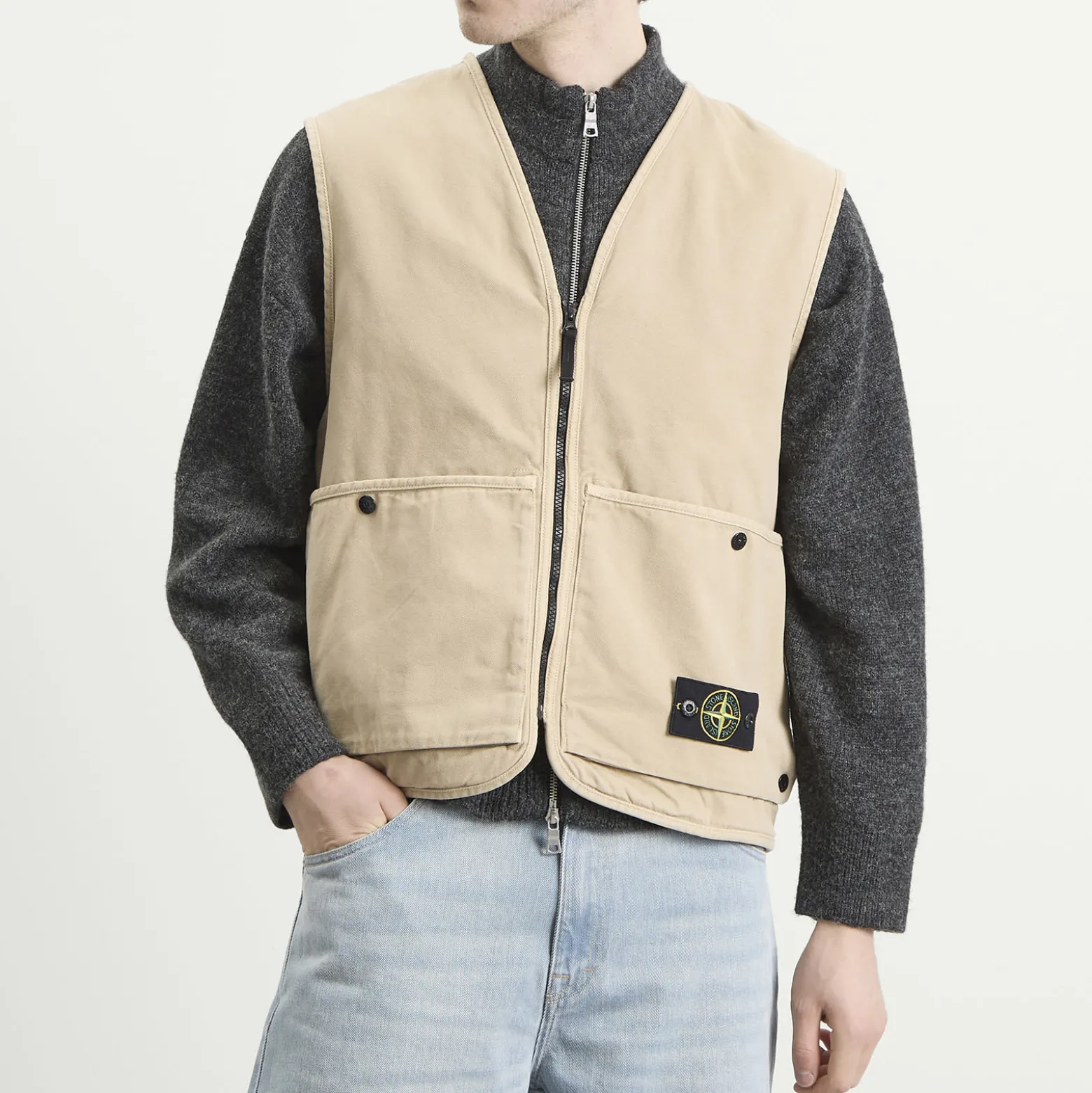 Stone Island Panama Cotton Old Effect PrimaLoft Vest