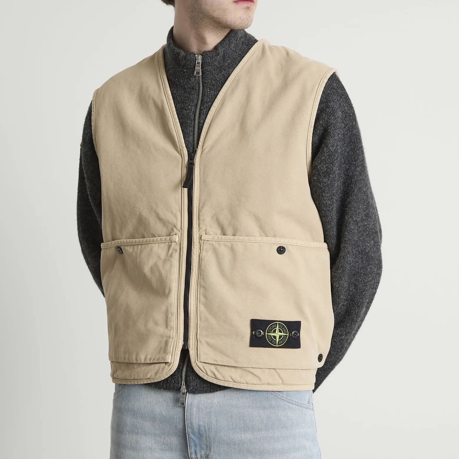 Stone Island Panama Cotton Old Effect PrimaLoft Vest