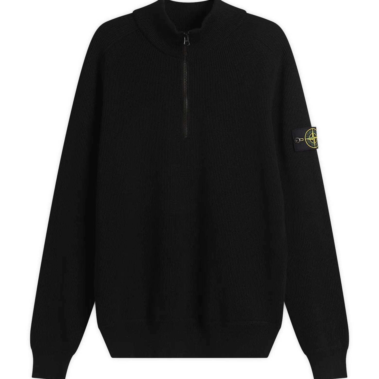 Stone Island Ribbed Soft Cotton Half Zip Knit Jumper