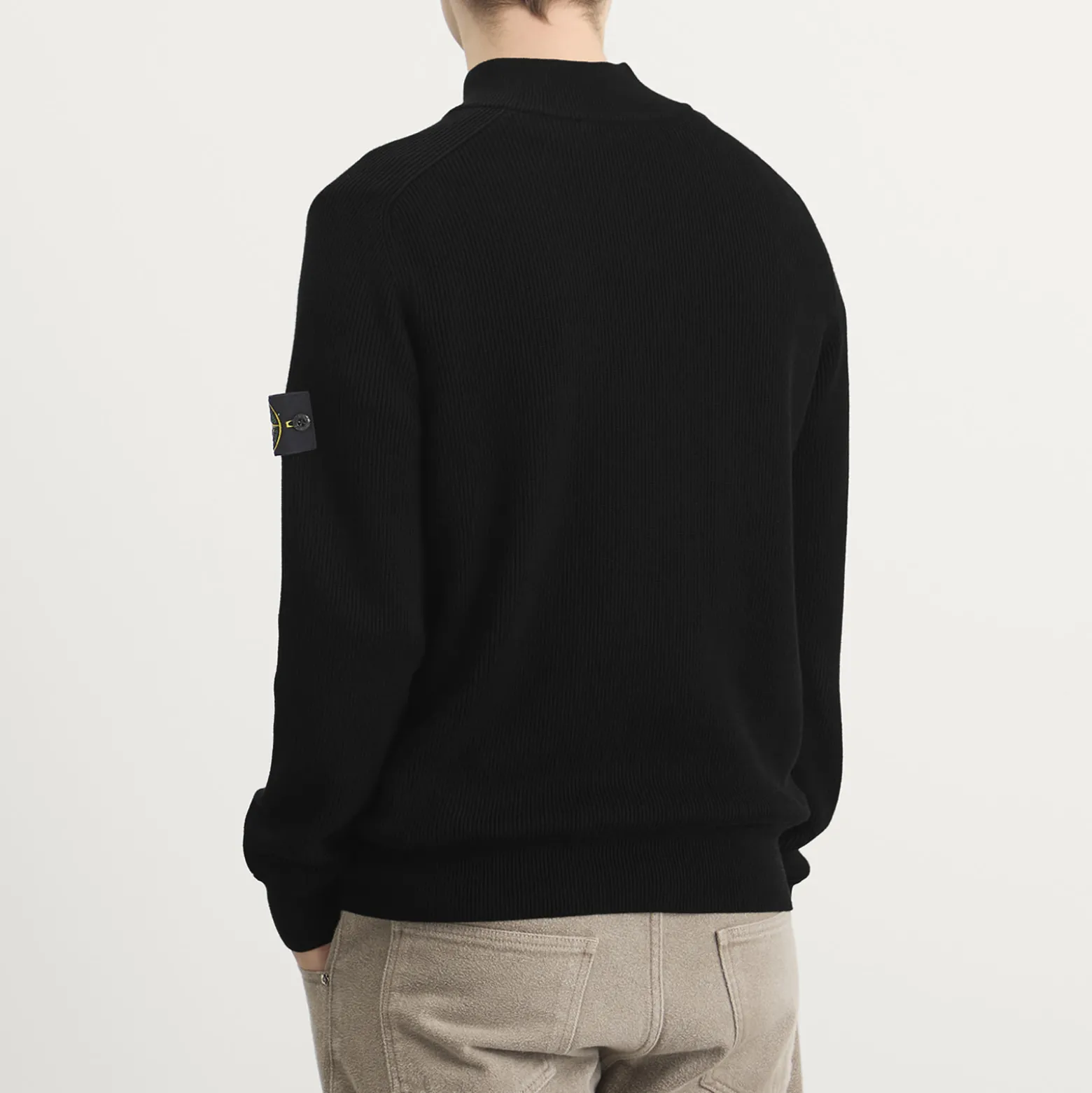 Stone Island Ribbed Soft Cotton Half Zip Knit Jumper