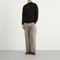 Stone Island Ribbed Soft Cotton Half Zip Knit Jumper