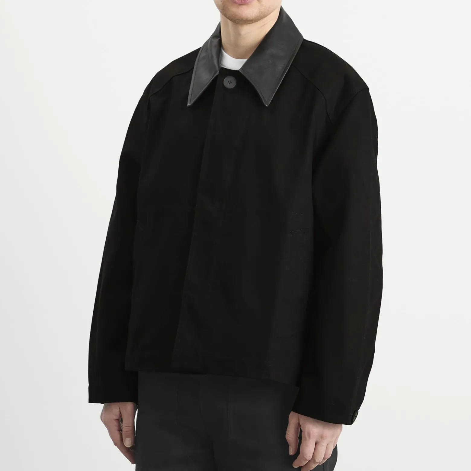 Studio Nicholson Dover Leather Collar Canvas Barn Jacket