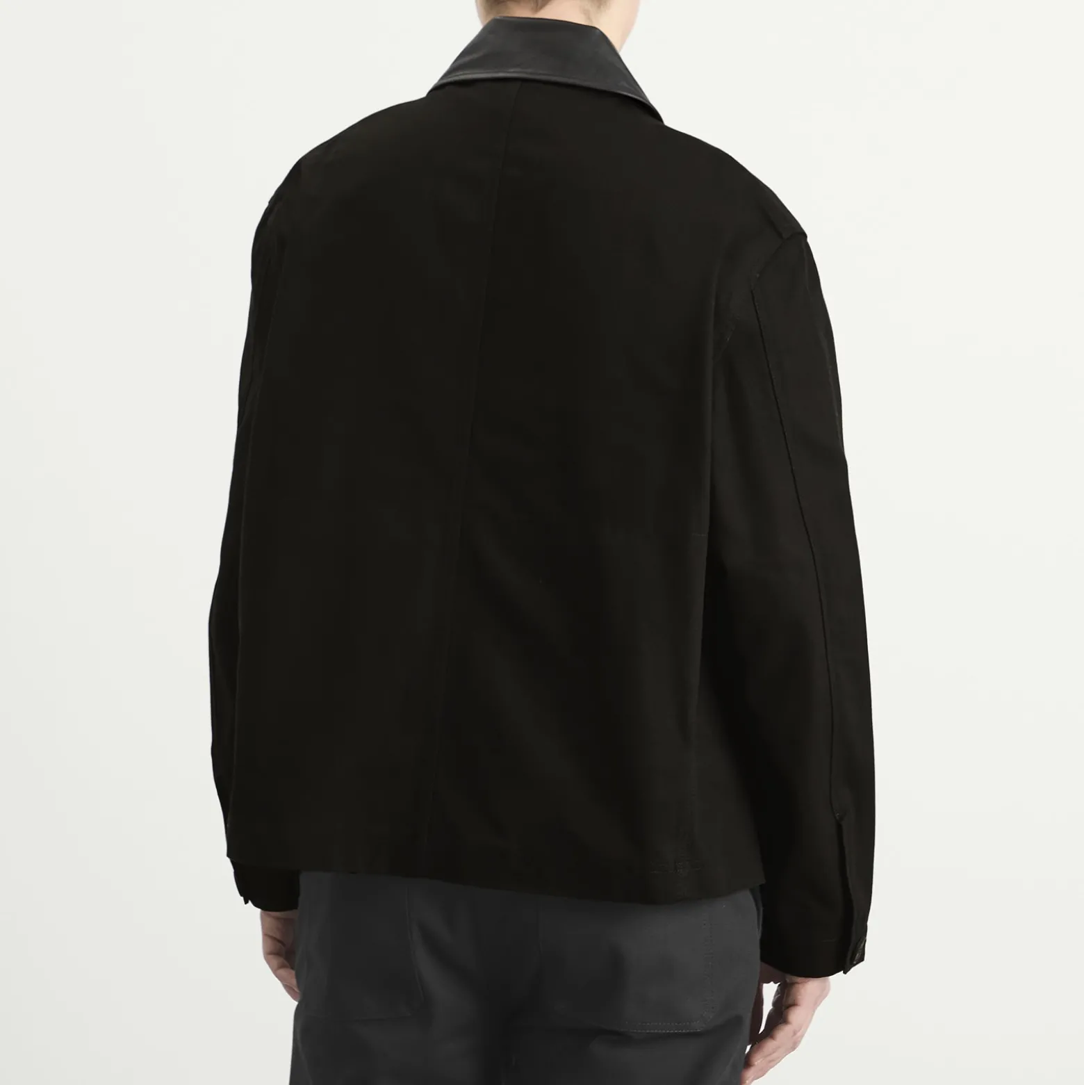 Studio Nicholson Dover Leather Collar Canvas Barn Jacket