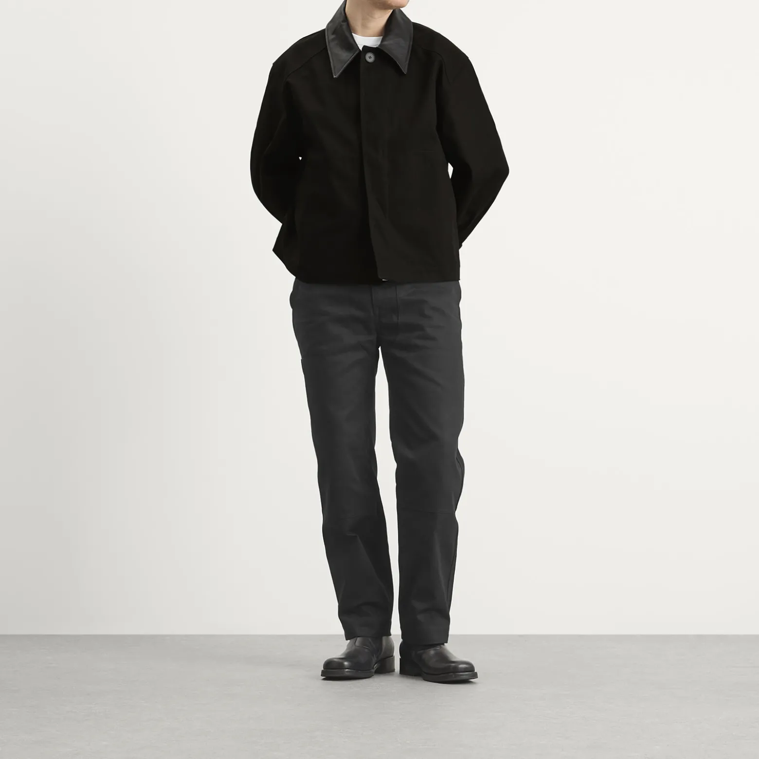 Studio Nicholson Dover Leather Collar Canvas Barn Jacket
