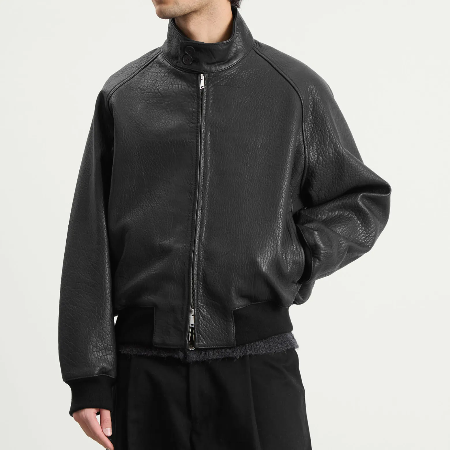 Studio Nicholson Over Leather Harrington Jacket