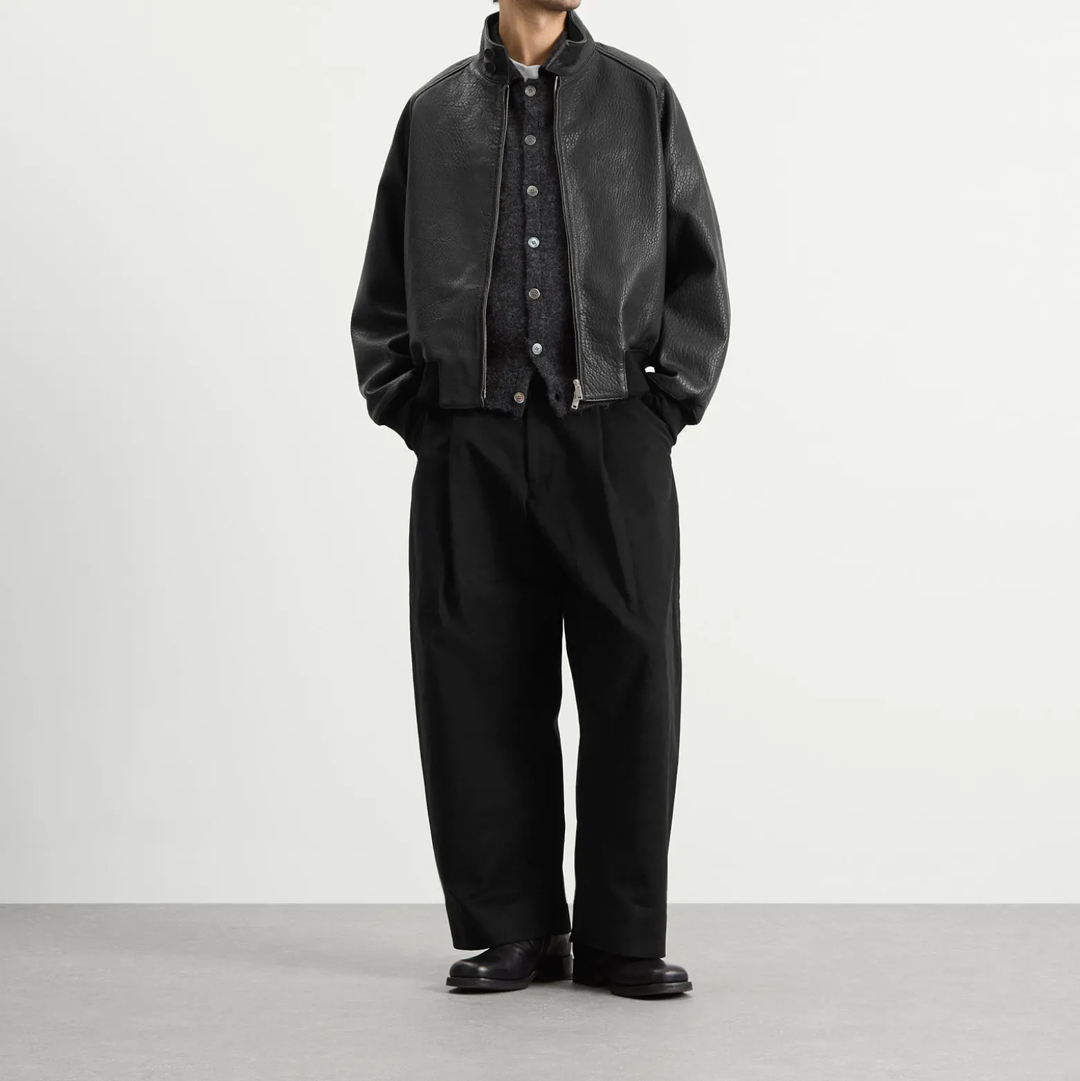 Studio Nicholson Over Leather Harrington Jacket