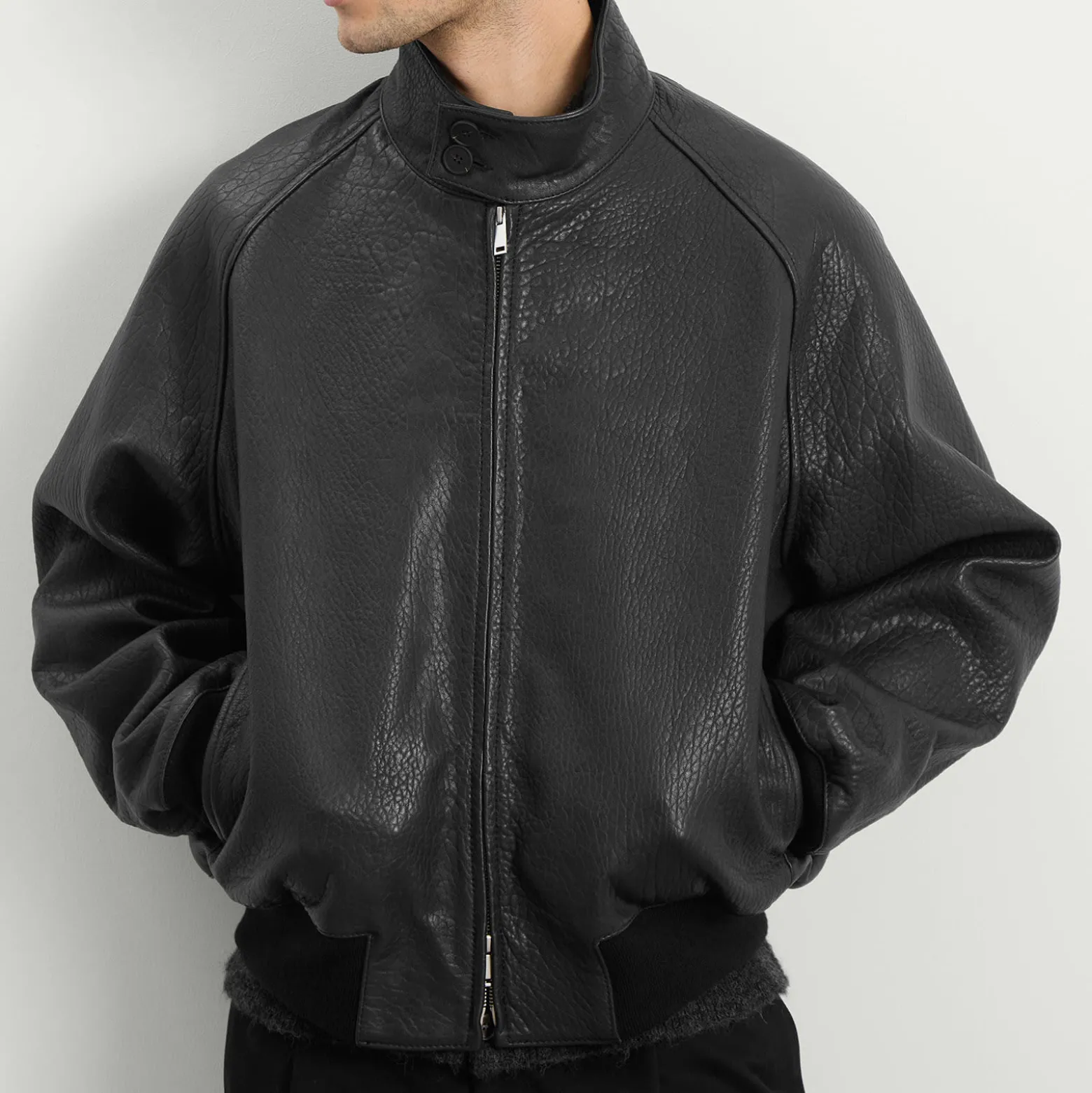 Studio Nicholson Over Leather Harrington Jacket