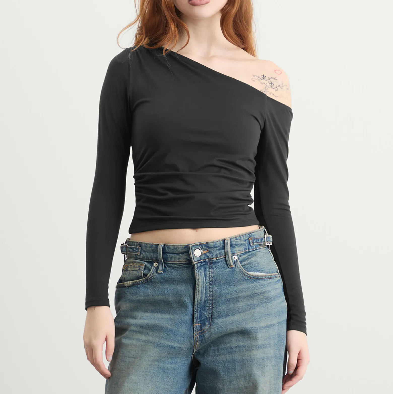 TALA 365 Cupro Gathered Long Sleeve Top