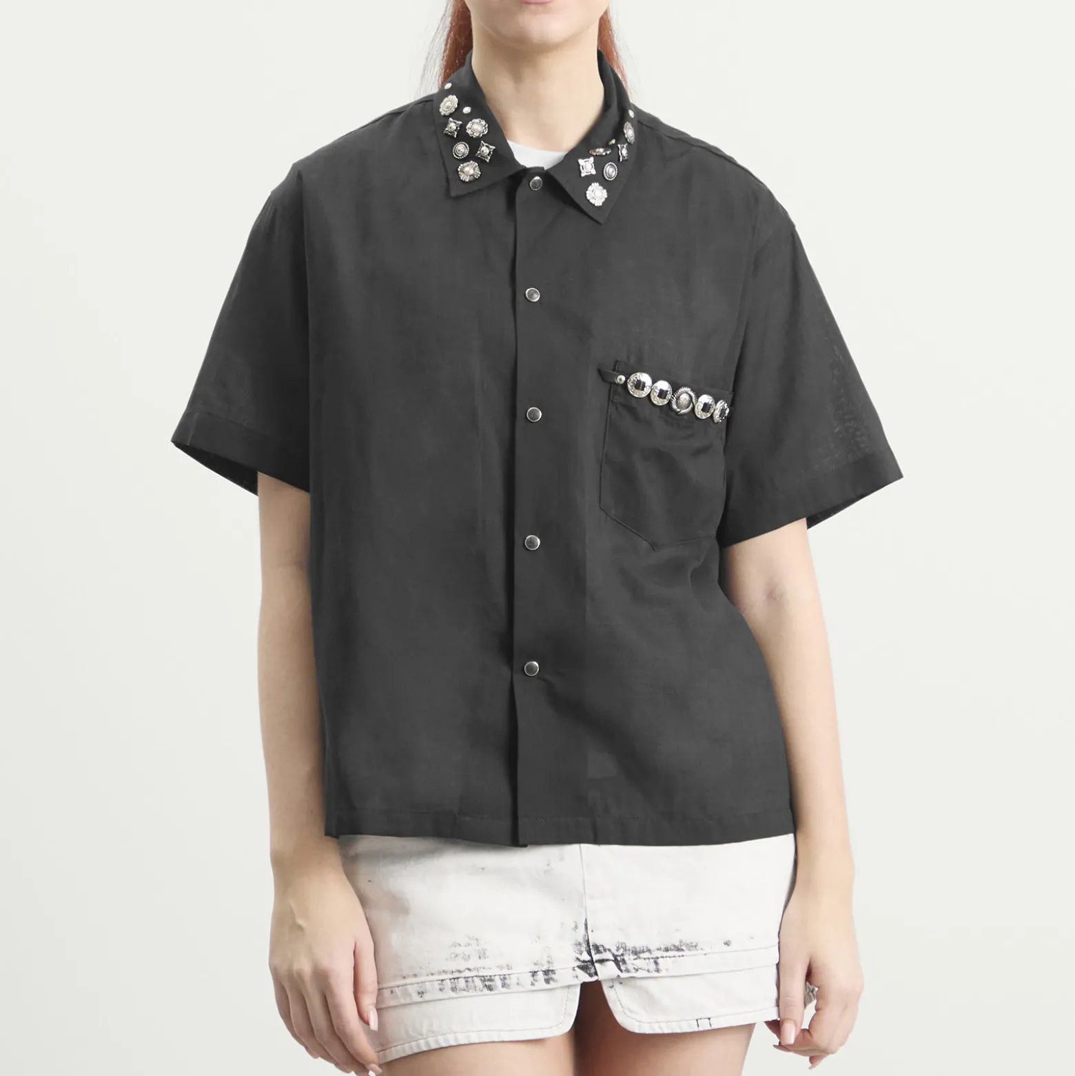 TOGA Plain Weave Metal Short Sleeve Shirt