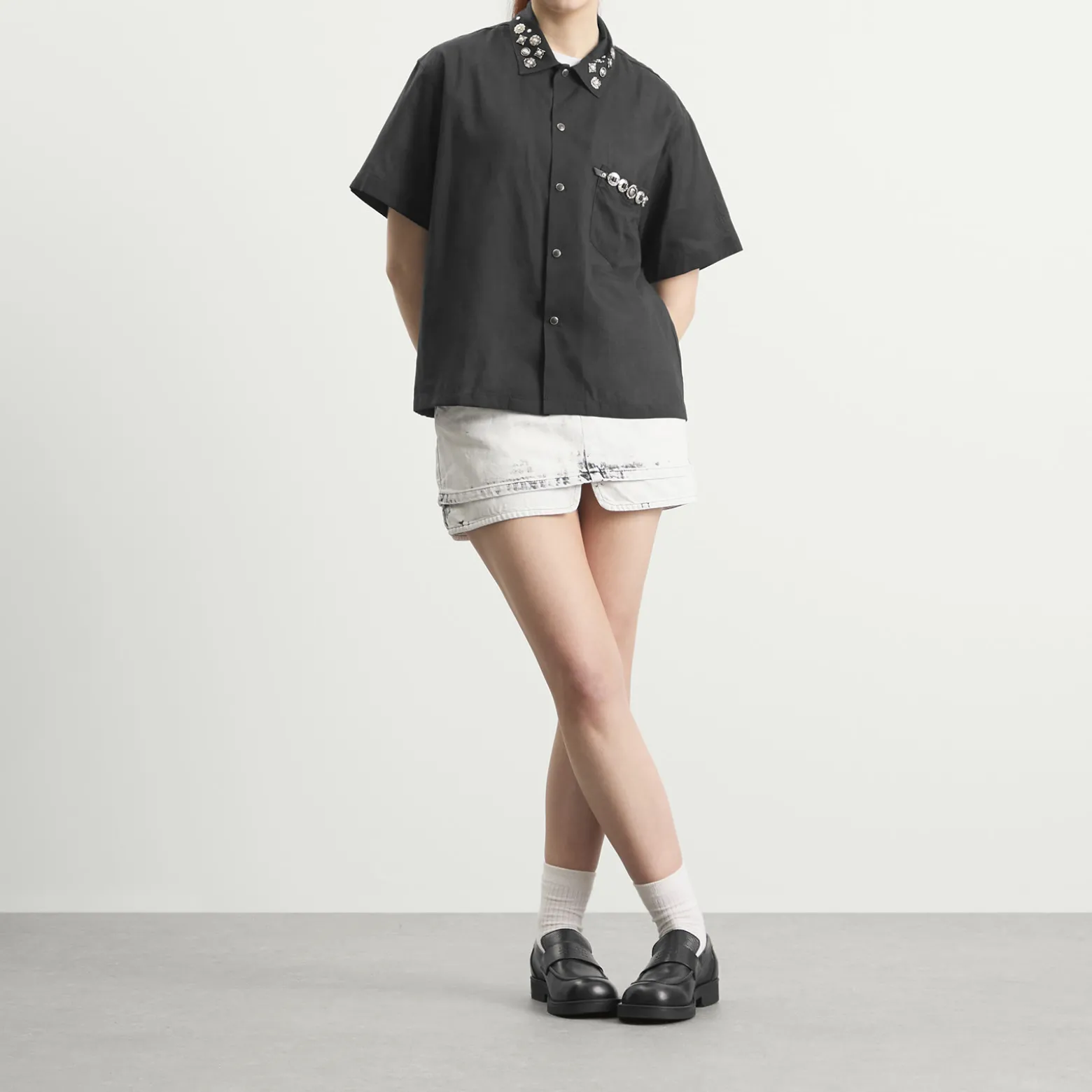 TOGA Plain Weave Metal Short Sleeve Shirt