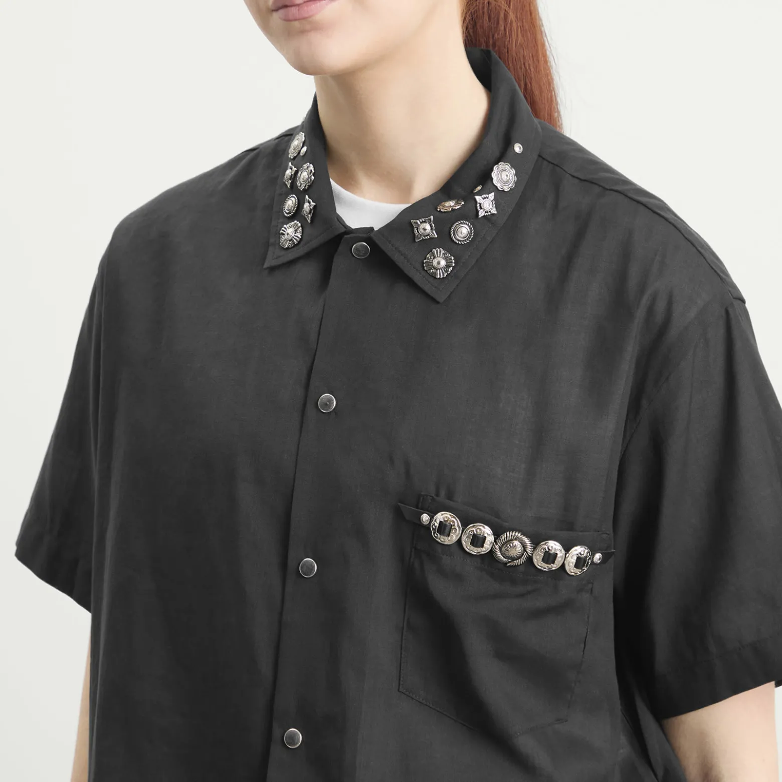 TOGA Plain Weave Metal Short Sleeve Shirt