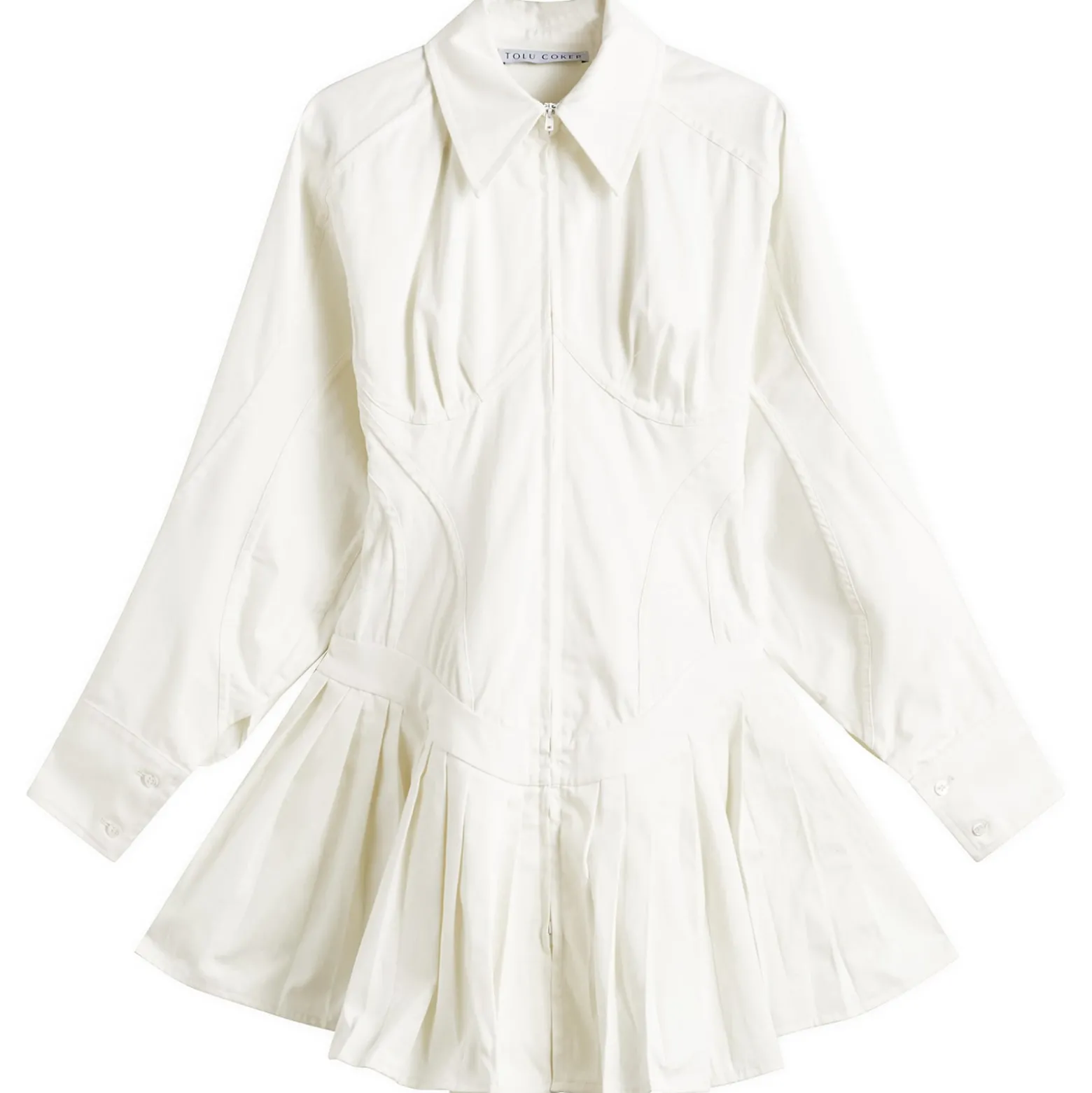 Tolu Coker Contour Bustier Pleated Shirt Dress