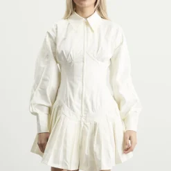 Tolu Coker Contour Bustier Pleated Shirt Dress