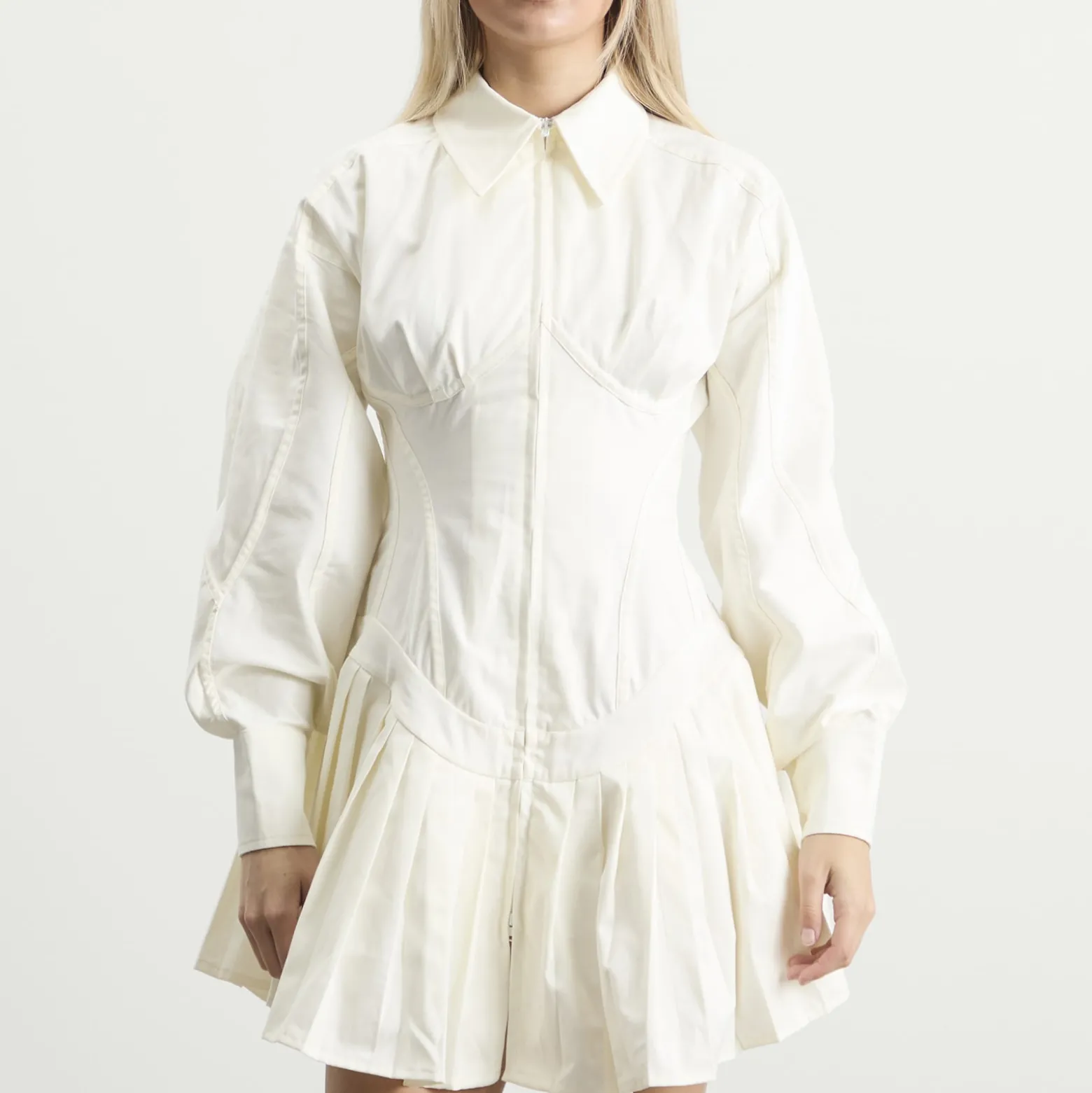 Tolu Coker Contour Bustier Pleated Shirt Dress