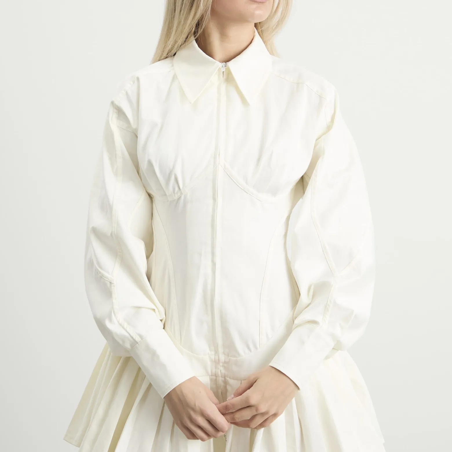 Tolu Coker Contour Bustier Pleated Shirt Dress
