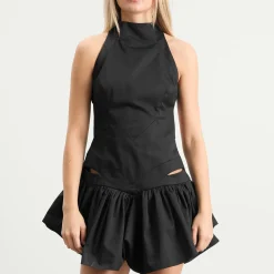 Tolu Coker High Neck Backless Mini Dress