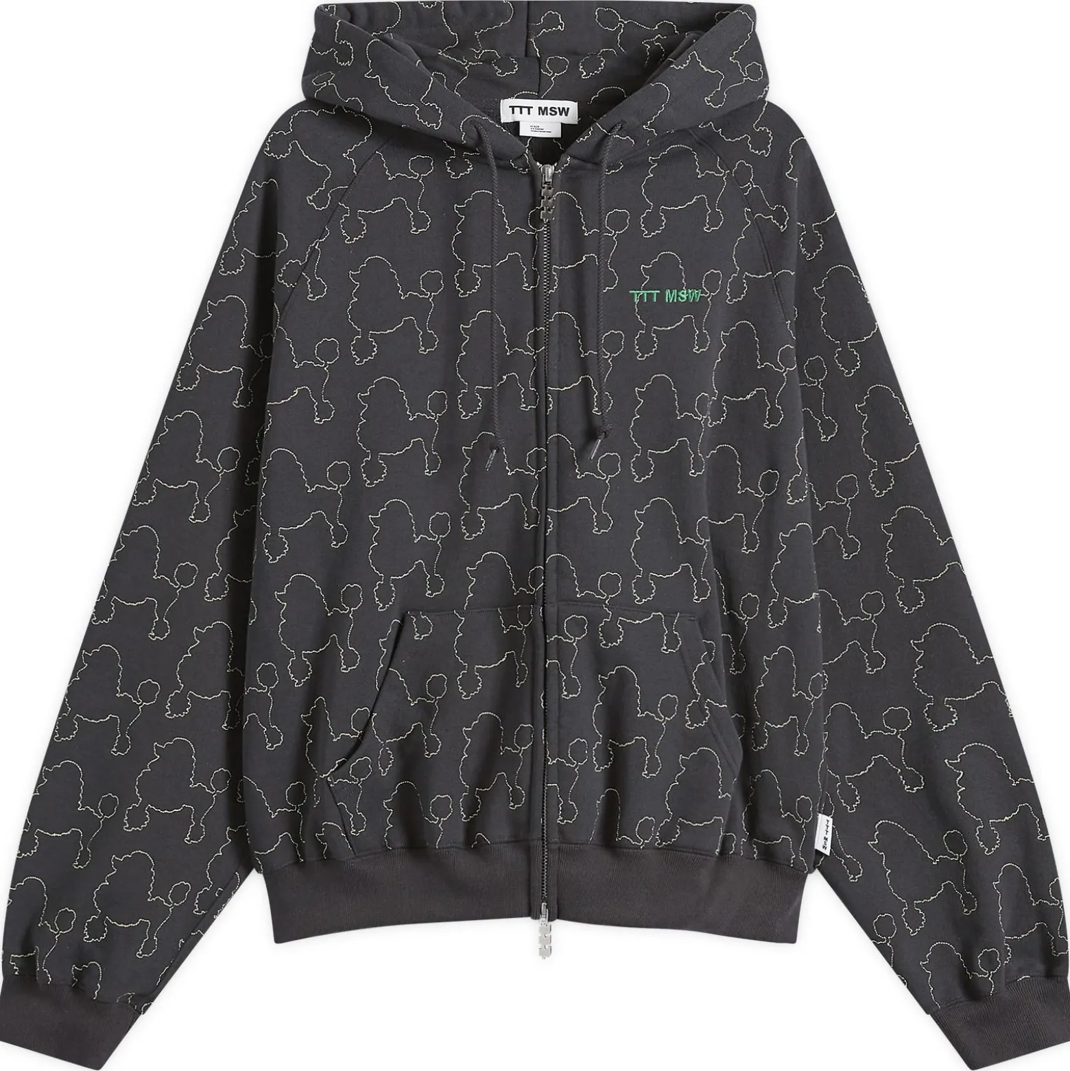 TTT MSW Dog Embroidery Zip Up Hoodie