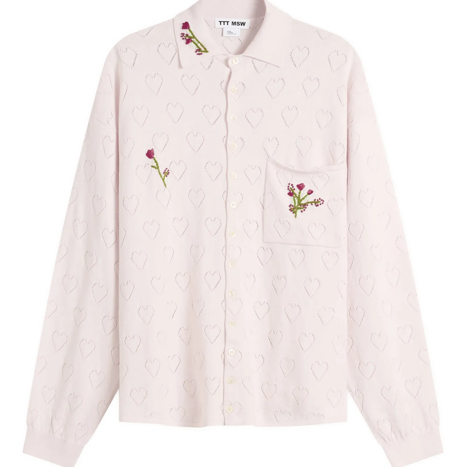 TTT MSW Flower Embroidery Knit Shirt