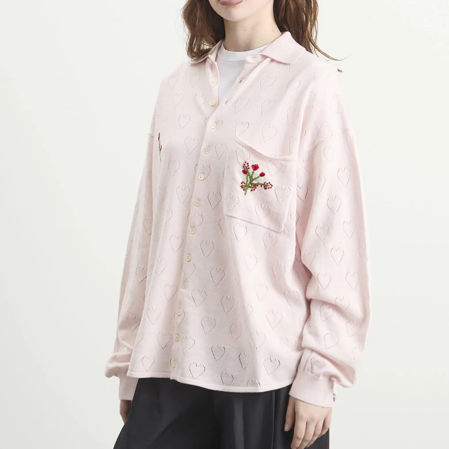 TTT MSW Flower Embroidery Knit Shirt