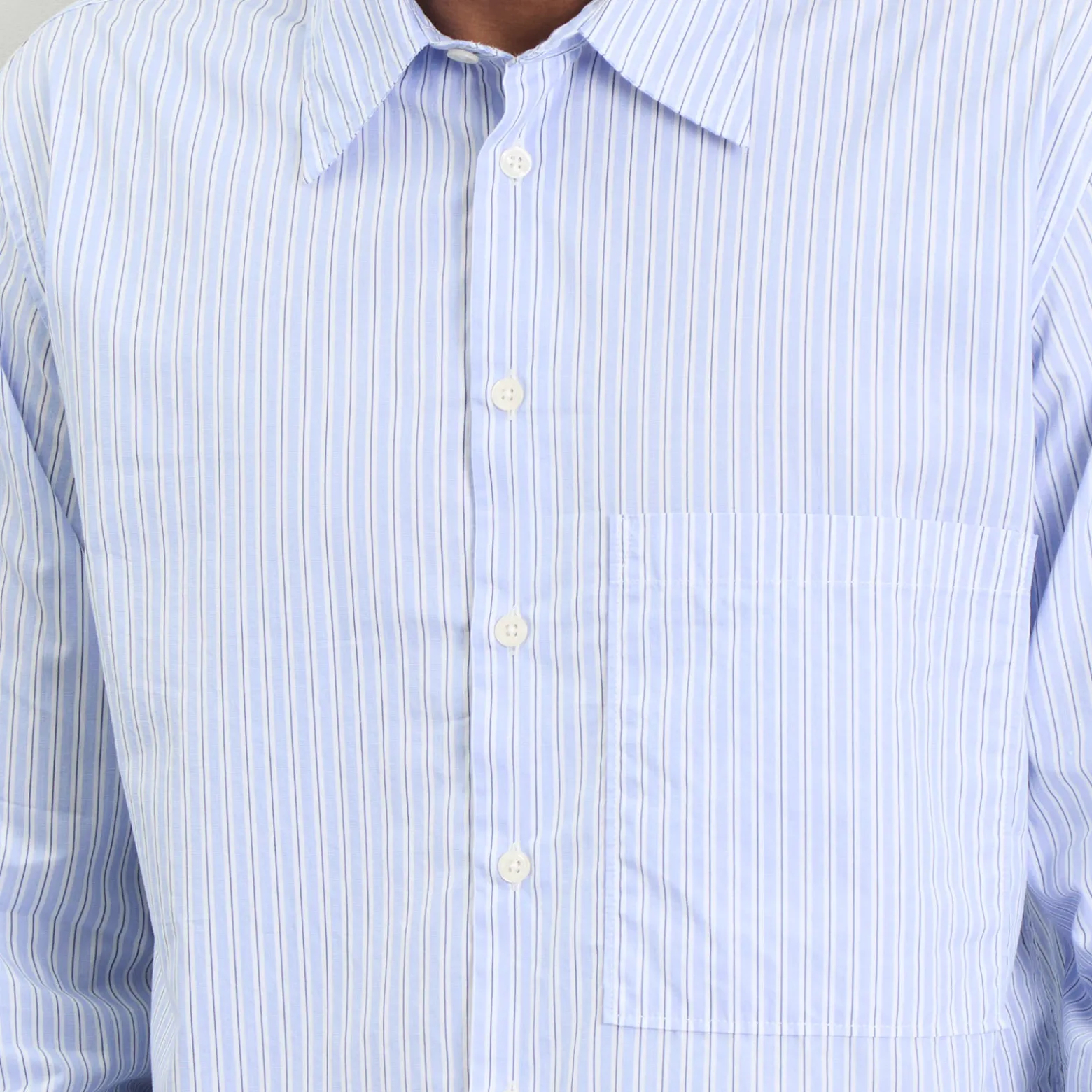 Universal Works Office Stripe Square Pocket Shirt