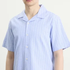 Wax London Didcot Seersucker Stripe Vacation Shirt